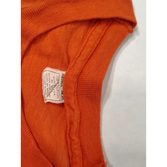 Vintage Orange Rush Marijuana Leaf Graphic T-Shirt Single Stitch Made in USA M